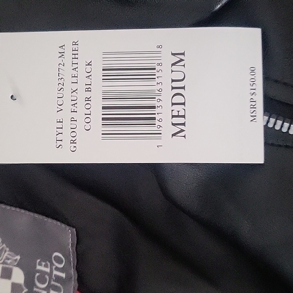 Vince Camuto Black Vegan Leather Moto Jacket with Silvertone Hardware-Size M - Picture 9 of 11